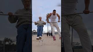 Grandpa challenges Bodybuilder in Muscle Ups for $100