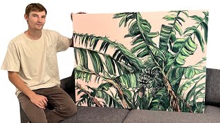 EASY Acrylic Painting Technique | Tropical Banana Tree Painting for Beginners