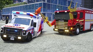 Fire Truck Frank Fixes Ambulance - Wheel City Heroes (WCH) - Sergeant Lucas the Police Car Cartoon