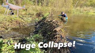 Massive Beaver Dam Collapse Caught From The Drone!
