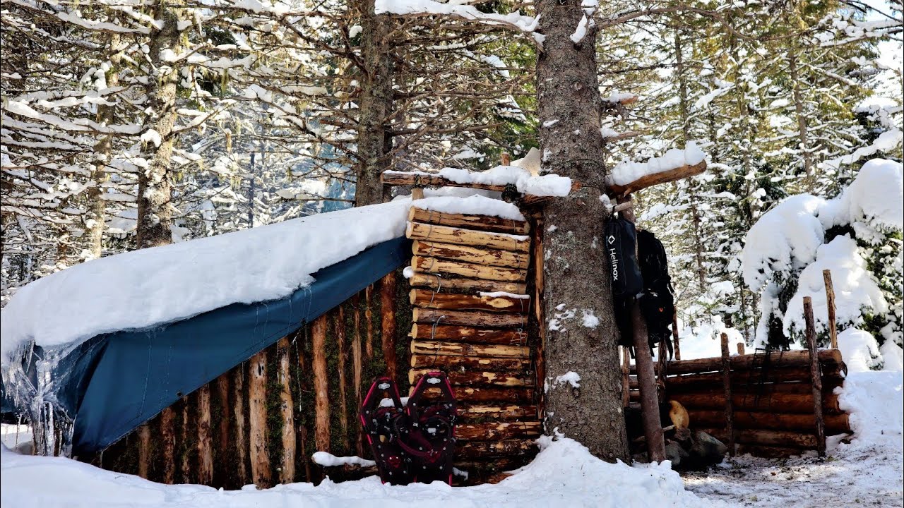 Bushcraft Super Shelter - Winter Camping For A Night - Awesome Results ...