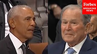 Obama And Bush Enter Washington National Cathedral For Late President Jimmy Carter's Funeral Service