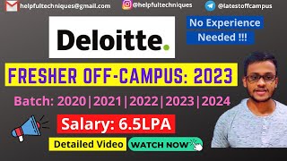 Deloitte FRESHER Off-Campus[Detailed Video] 2023 | ZERO Experience Needed | Intern Analyst