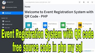 Event Registration System with QR code free source code in php my sql
