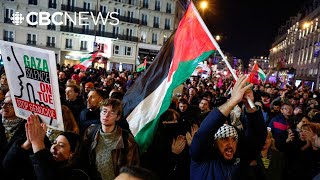 Protesters march in Paris against pro-Israel gala ahead of tense soccer match