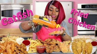 Catfish Steaks, Lemon Pepper Wings, and Coleslaw Mukbang