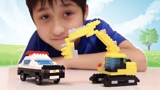 【100均ブロック】 パトカー ショベルカー はたらくくるま ダイソー【かとちゃん】