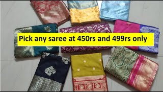 Pick any pattu saree @Rs450 @Rs499 Only/- Limited Stock grab soon...First Come First Serve.