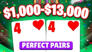 I HIT PERFECT PAIRS ON FIRST PERSON BLACKJACK AND IT PAID HUGE!