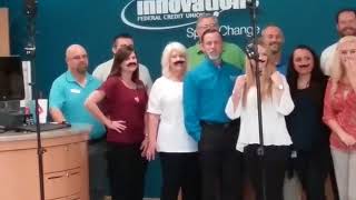 Men grew out beards and women wore fake mustaches at Innovations FCU on Thomas Drive to celebr...