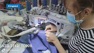 Kingtex NTD7712/ TC028 -- Sports Pants Sewing, 2-sides Cutting Flatseamer with Auto Rear Cutter