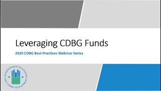 CDBG Best Practices Webinar Series: Leveraging CDBG Funds