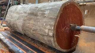Skillfully Working With Giant Red Wood Lathe / The Creative Art of Amazing Wood Turning