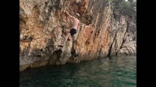 Deep water solo with sup boards in Corfu