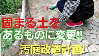 【汚庭改造計画】固まる土を、ある物に変更すべくカナヅチで叩く60代主婦【シニアライフ】