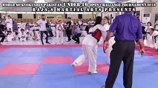 So-Kyokushin Karate under-16 Tournament Female fight | Shihan Raja Khalid Janjua
