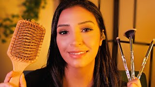 ASMR Sleepy Face and Hair Brushing | Sleepy Brushing for Tingles