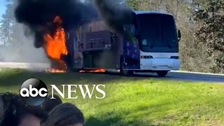 Bus catches on fire with students onboard