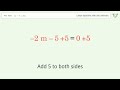 Solve m-5=3m: Linear Equation Video Solution | Tiger Algebra