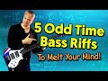 5 Odd Time Bass Riffs To Melt Your Mind!! (In the style of Dream Theater, Rush, Yes etc.)