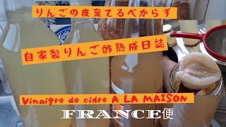 りんごの皮で自家製りんご酢　りんごの皮棄てるべからず　お酢のマザー育成日誌　Vinaigre de cidre A LA MAISON　うちの台所は狭い -Table 255