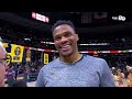 russell westbrook talks chemistry with jokic after big win vs hawks postgame interview 🎙️