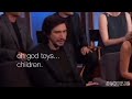 adam driver being annoyed by his co workers and interviewers for 1 minute straight