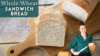 WHOLE WHEAT SANDWICH BREAD RECIPE: This soft whole wheat bread is an easy sandwich bread recipe!