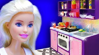 Barbie Doll Kitchen Set. DIY Miniature Crafts for Barbie Dollhouse