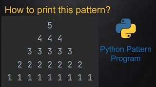 21Python Pattern Program - Number Triangle/Pyramid without any pre-defined method using while loop