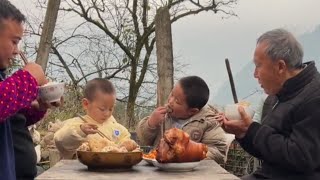 Rural children’s daily life countryside food for villager at yunan