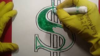 how to draw a Dollar Sign 💵💲Awesome Symbol Pound Bill Note Money Bag USA Gold Banking Cash App