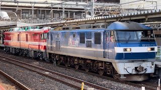 【EH800-6  OM出場無動回送（全検）】JR貨物EF210形118号機（新塗装）＋ムドJR貨物EH800形6号機が警笛鳴らし大宮駅11番線を発車（単8253レ・新A991B）2023.8.23