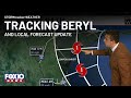 Hot and sweaty weekend with scattered storms; Beryl in the Gulf