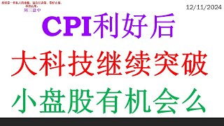 CPI利好后，大科技继续突破。小盘股有机会么