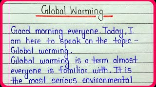 Speech on global warming in english || Global warming speech