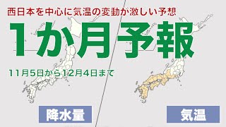 1か月予報　西日本を中心に気温の変動が激しい予想