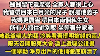 爺爺留下遺產後 全家人都很上心我爸帶回來白月光的兒子 說是他義子我媽更厲害 帶回來兩個私生女所有人都住進別墅 坐等著分家產被爺爺帶大的我冷笑 看著擺明要搶錢的兩人#家庭 #人生感悟