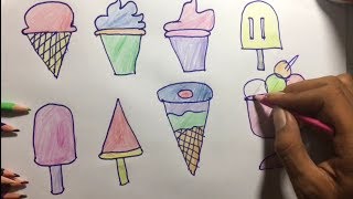 How to draw an ice cream, Ice cream for the children to learn painting