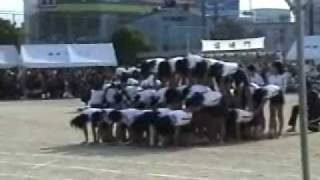 小学校運動会組体操☆　団体技（ピラミッド・花・波・１０人タワー）