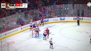 Austin Watson hit on Justin Barron from the Montreal Canadiens