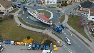 Průjezd v Přelouči - Passage in Přelouč -  heavy transport  - nadměrný náklad - Schwertransport