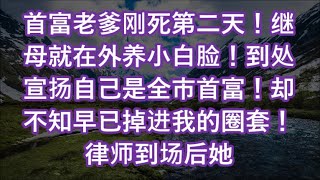 首富老爹刚死第二天！继母就在外养小白脸！到处宣扬自己是全市首富！却不知早已掉进我的圈套！律师到场后她