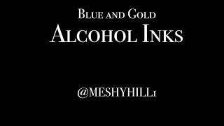Blue and Gold alcohol ink tile