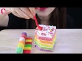 asmr 🌈rainbow dessert unicorn kyoho jelly mermaid jelly led color candy macaron rainbow cake candys