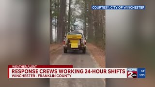 Response crews working 24-hour shifts in Winchester amid winter weather