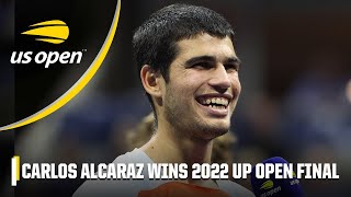 'I'm a little tired' 😂 - Carlos Alcaraz reacts to WINNING the 2022 US Open 🏆