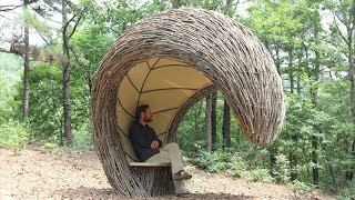 👍Building a Survival Shelter in a Forest - Campfood from natural herbs #nature #food #viral #forest