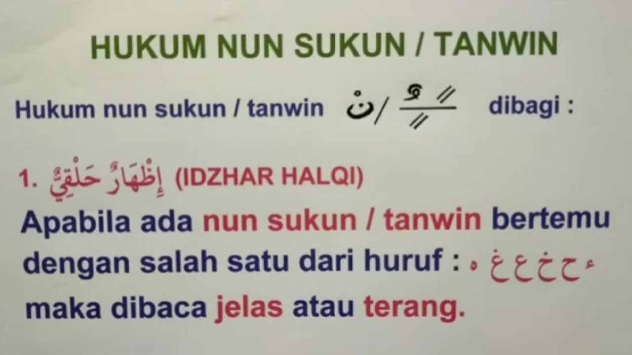 Hukum Nun Sukun Atau Tanwin | Tajwid Untuk Pemula - Wongsantun Sejuk ...