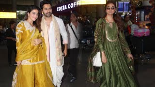 Varun Dhawan, Wamiqa Gabbi and Keerthy Suresh spotted at Mumbai airport